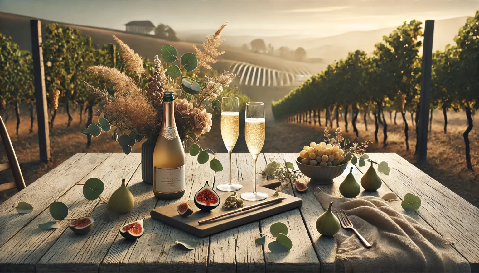 Weinberge Sekt, gedeckter Tisch Genuss